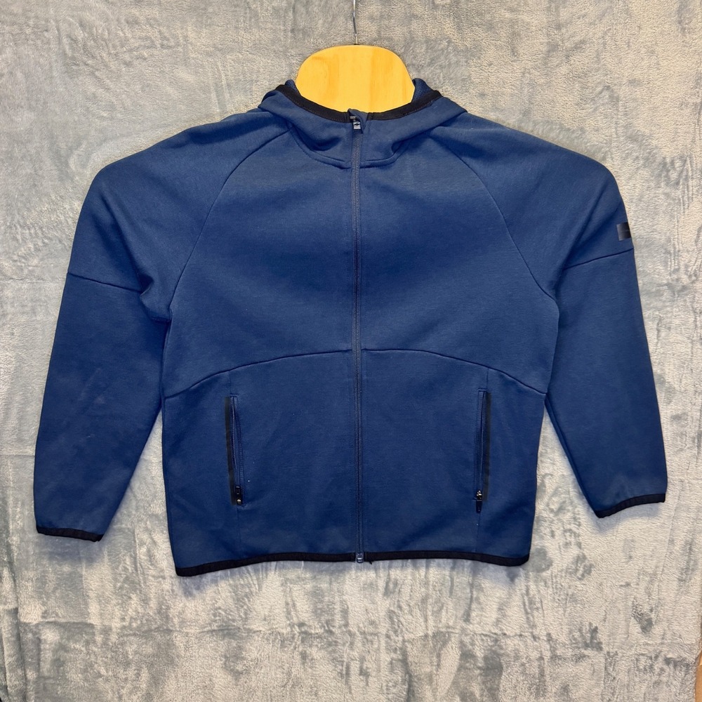 2367 | Athletic Works Boys Tech Full Zip Hoodie Navy Blue Large 10-12 Husky